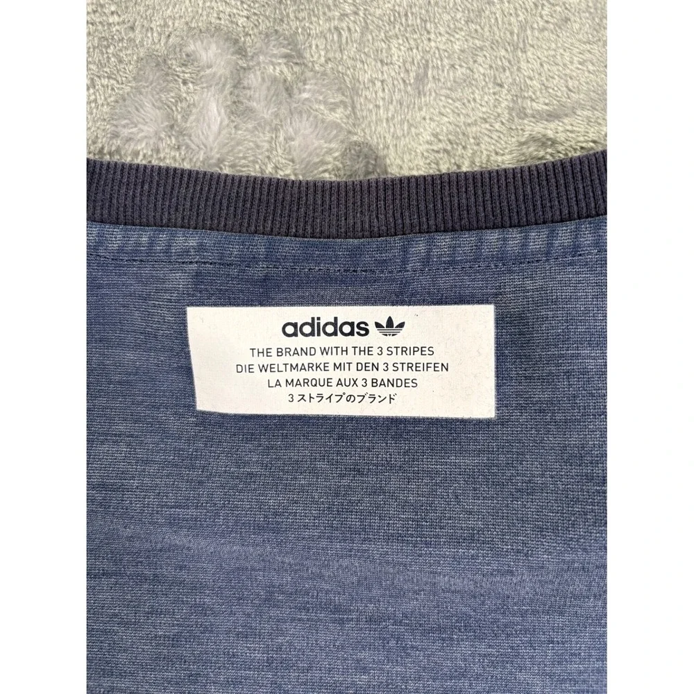 adidas Originals Three Stripes T-Shirt‎ Men's L Blue Polyester Blend Used